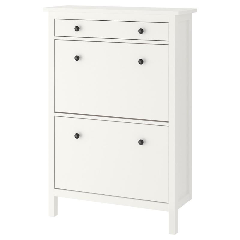 HEMNES ヘムネス シューズボックス2段 - ホワイト 89x30x127 cm