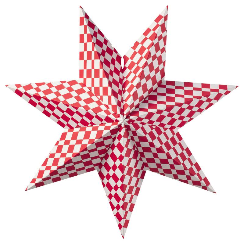 STRÅLA ストローラ ランプシェード - レッド/ホワイト 48 cm