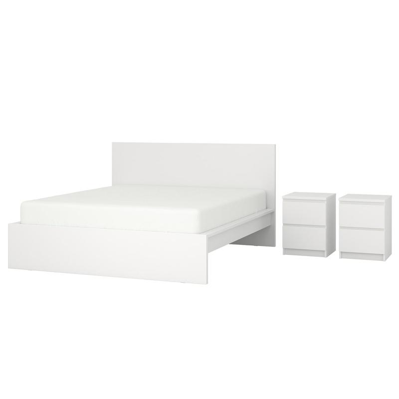 MALM マルム ベッドルーム家具3点セット - ホワイト 160x200 cm