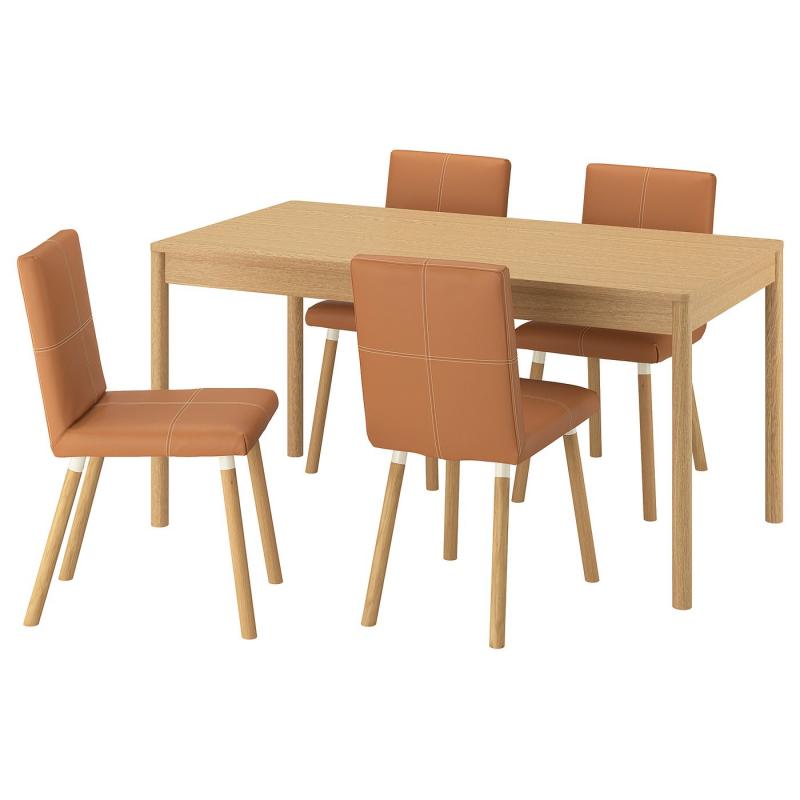 TONSTAD トンスタード / TONSTAD トンスタード テーブル＆チェア4脚 - オーク材突き板/ボームスタード ゴールデンブラウン オーク調 150x80 cm