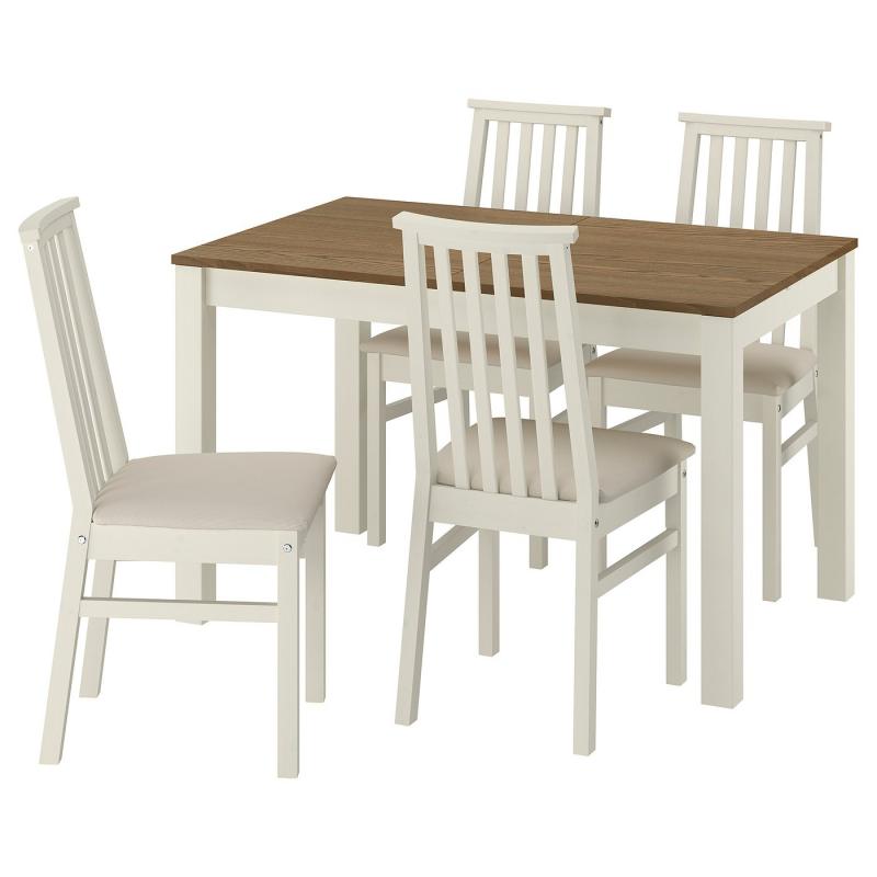 ÅLHULT オールフルト / ÅLHULT オールフルト テーブル＆チェア4脚 - ベージュ/ブラウン/カブ―サライトベージュ ベージュ 120/170x80 cm