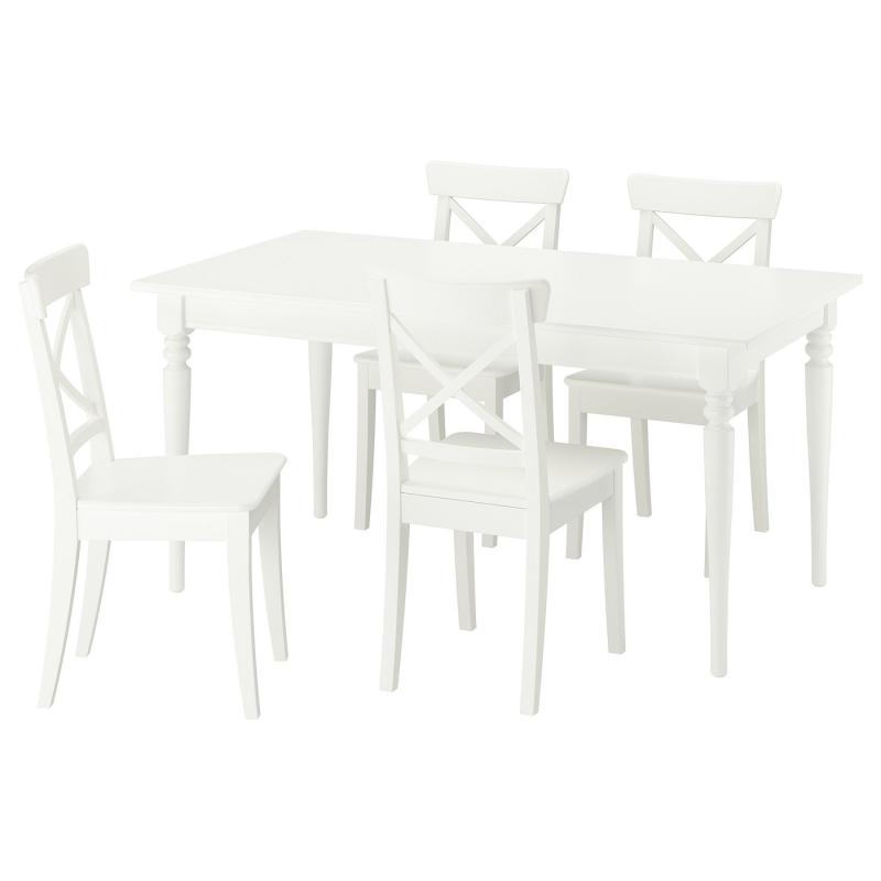 ROSENTORP ローセントルプ / ROSENTORP ローセントルプ テーブル＆チェア4脚 - ホワイト/ホワイト 155/215x87 cm