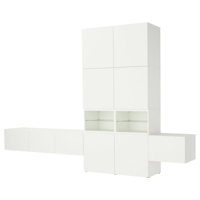 BESTÅ ベストー メディア収納コンビネーション - ホワイト/ラップヴィーケン ホワイト 360x42x231 cm