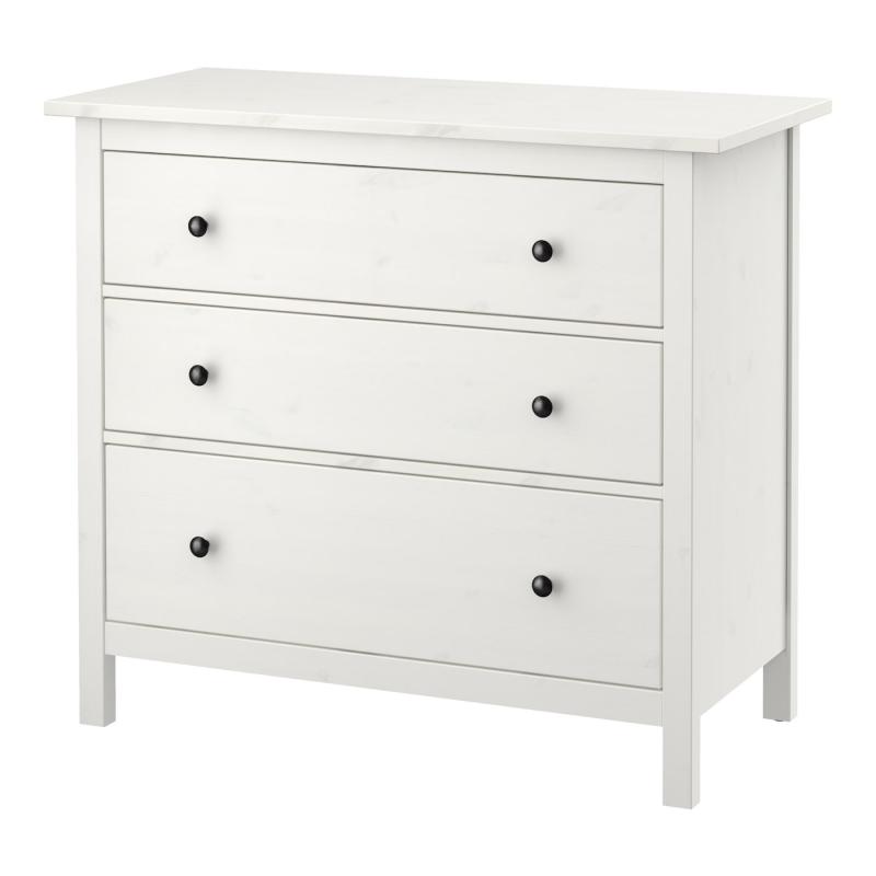 HEMNES ヘムネス チェスト（引き出し×3） - ホワイトステイン 108x96 cm