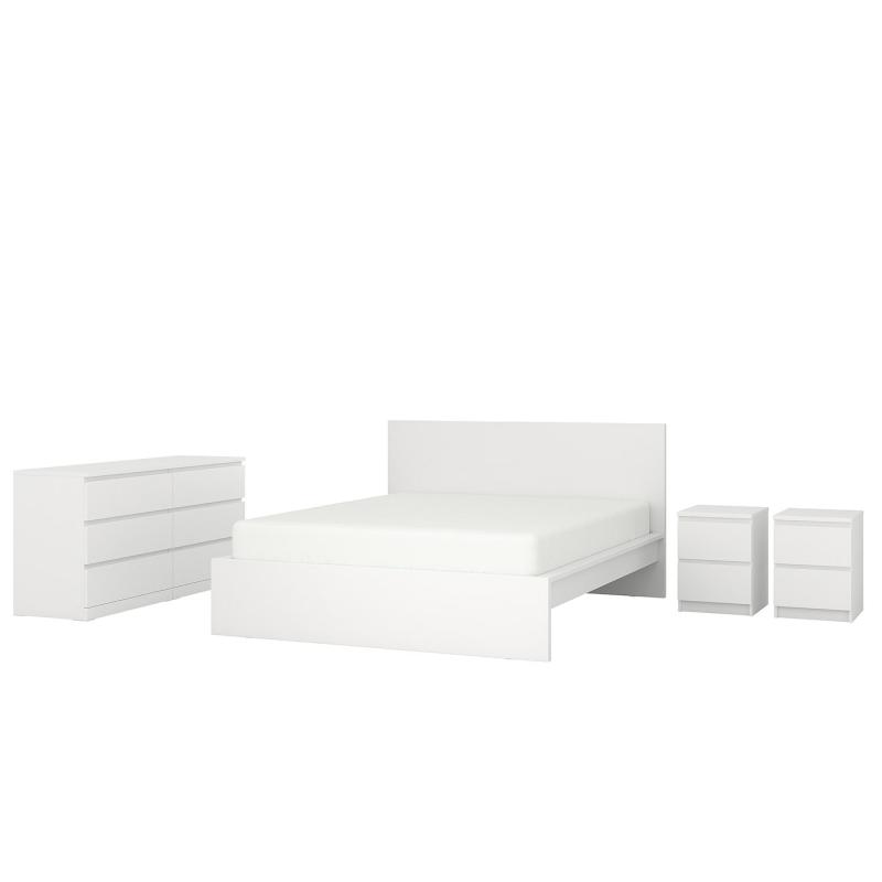 MALM マルム ベッドルーム家具4点セット - ホワイト 140x200 cm