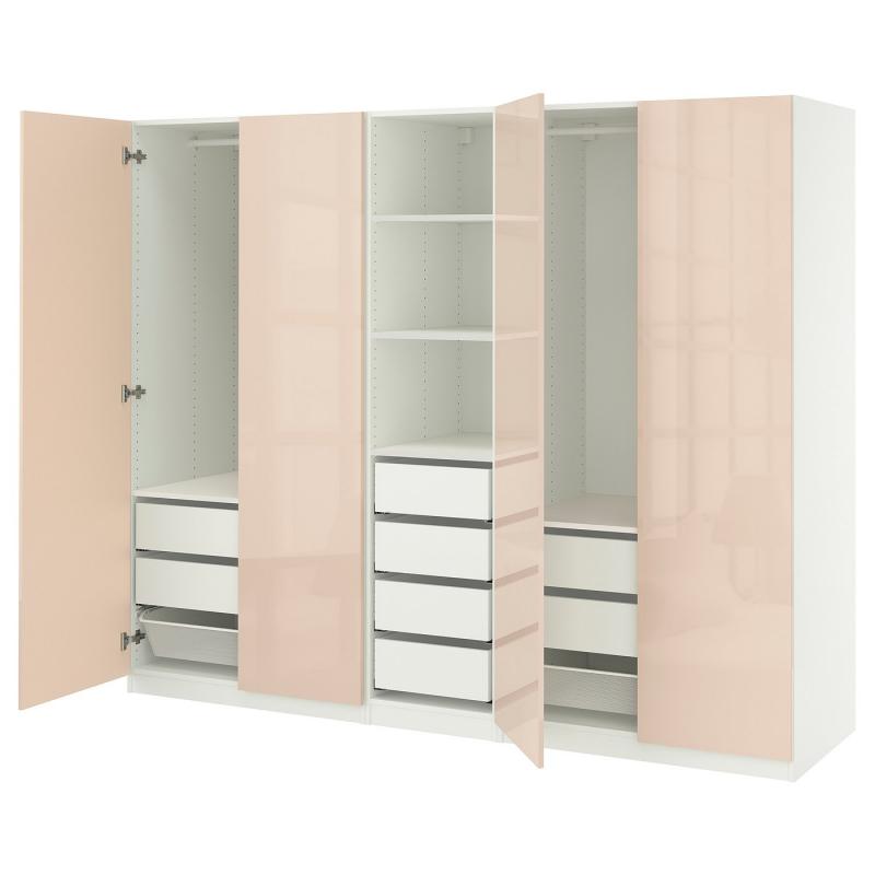 PAX パックス / FARDAL ファルダル ワードローブコンビネーション - ホワイト/ハイグロス ライトオレンジ 250x60x201 cm