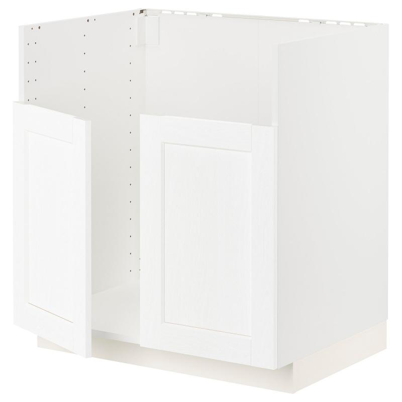 METOD メトード ベースキャビネット TALLSJÖN/タルショーン シンク用 - ホワイト エンコーピング/ホワイト 木目調 80x60x80 cm