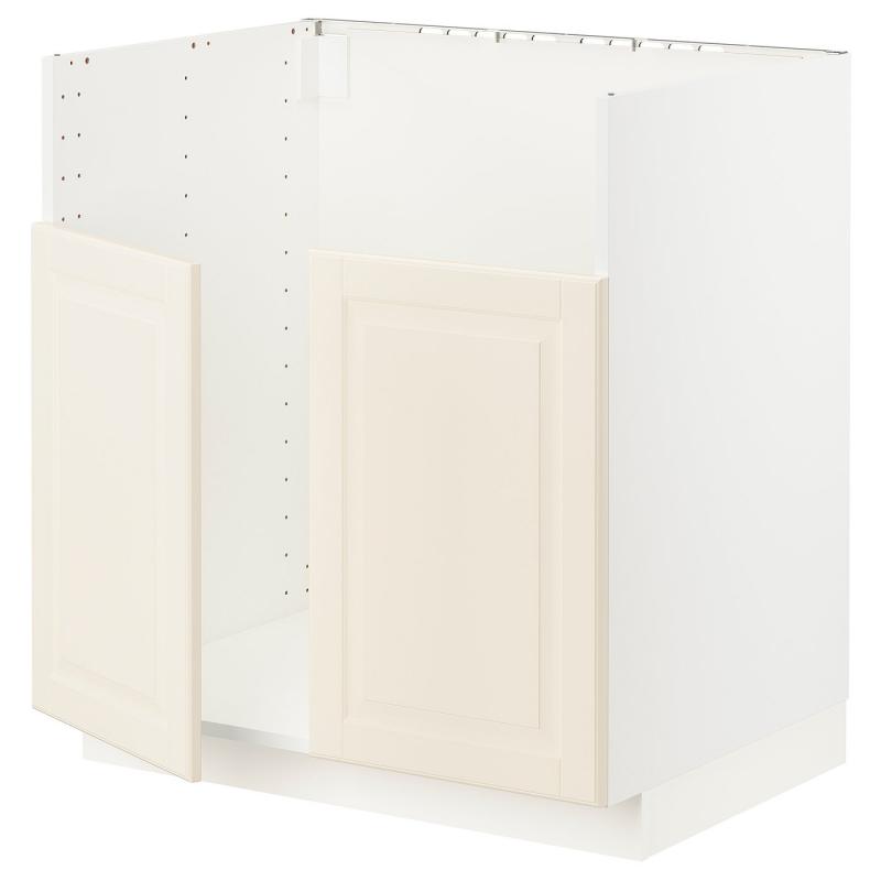METOD メトード ベースキャビネット TALLSJÖN/タルショーン シンク用 - ホワイト/ボードビーン オフホワイト 80x60x80 cm