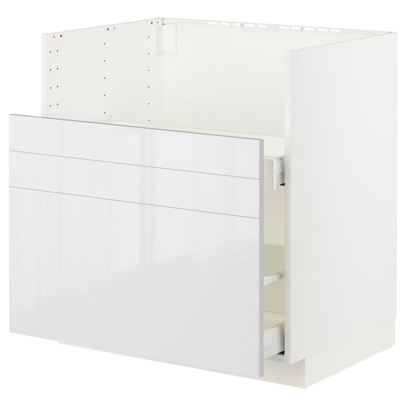 METOD メトード / MAXIMERA マキシメーラ ベースキャビネット TALLSJÖN/タルショーン シンク用 - ホワイト/リンガフルト ホワイト 80x60 cm