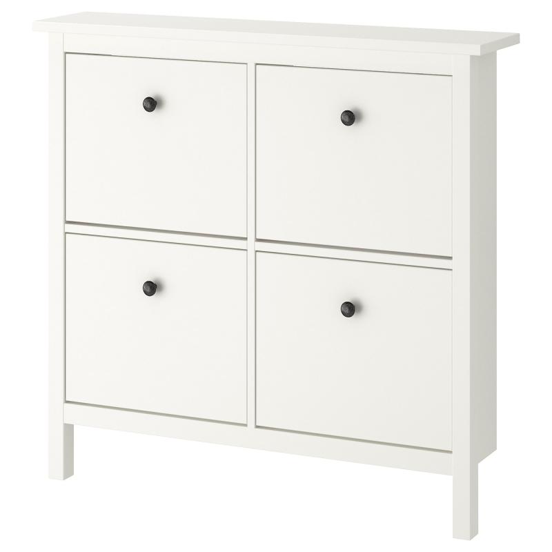 HEMNES ヘムネス シューズボックス2段×2 - ホワイト 107x22x101 cm