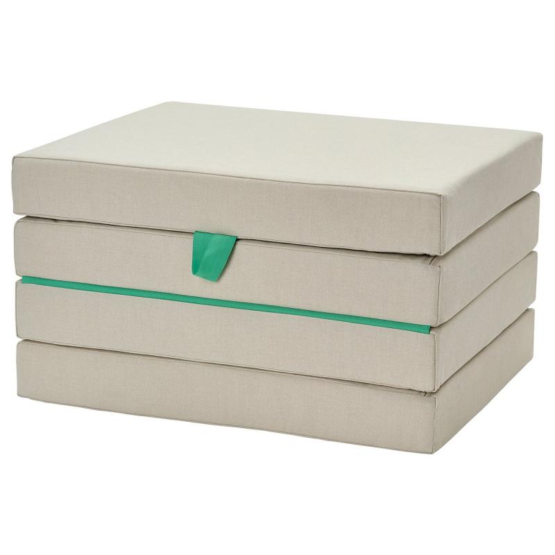 SLÄKT スレクト プーフ/マットレス 折りたたみ式 - ヴィースレ ベージュ/グリーン