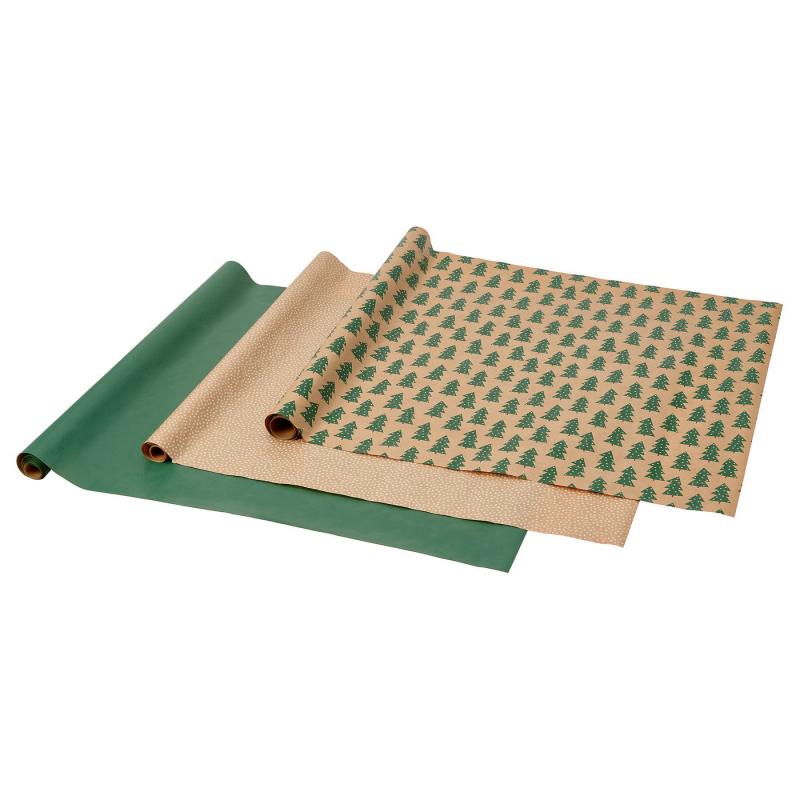 VINTERFINT ヴィンテルフィント ギフト包装紙 - 柄ミックス グリーン/ブラウン 3x0.7 m/2.10 m²