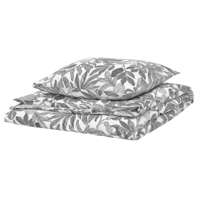 BROKDRACENA ブロークドラセーナ 掛け布団カバー＆枕カバー - ホワイト/ブラック 150x200/50x60 cm