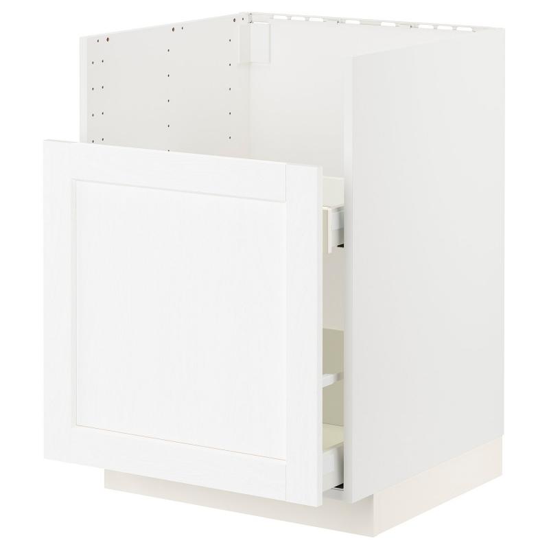 METOD メトード / MAXIMERA マキシメーラ ベースキャビネット TALLSJÖN/タルショーン シンク用 - ホワイト エンコーピング/ホワイト 木目調 60x60 cm