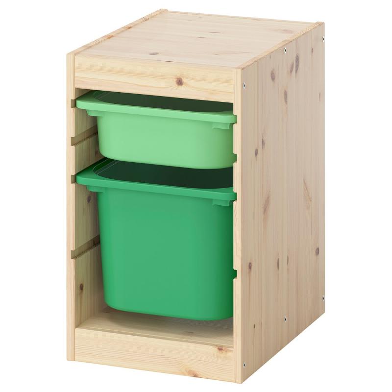 TROFAST トロファスト 収納コンビネーション - ライトホワイトステインパイン ライトグリーン/ブライトグリーン 32x44x53 cm