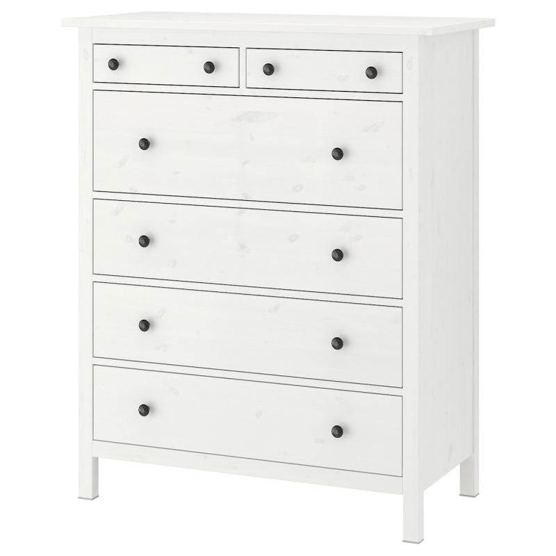 HEMNES ヘムネス チェスト（引き出し×6） - ホワイトステイン 108x131 cm