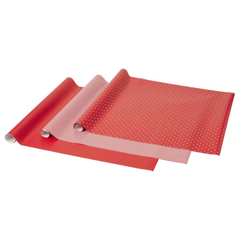 VINTERFINT ヴィンテルフィント ギフト包装紙 - 柄ミックス レッド/ホワイト 3x0.7 m/2.10 m²