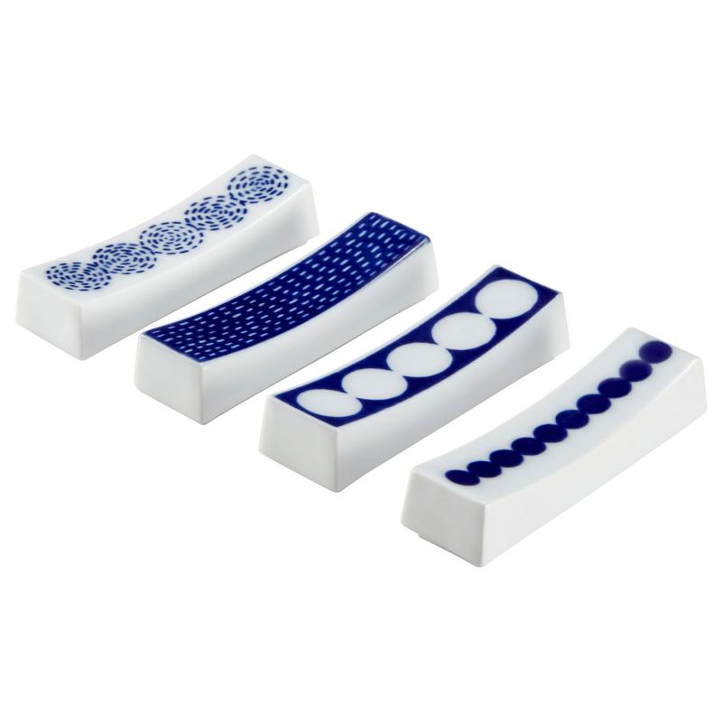 DOLKFISK ドルクフィスク 箸置き 4点セット - 模様入り/ブルー