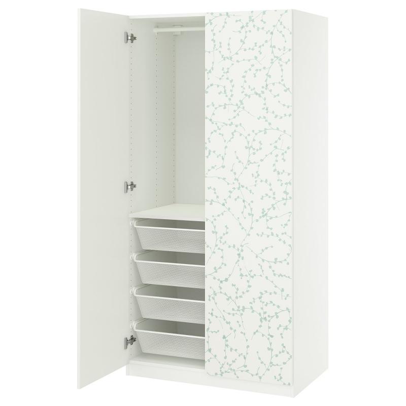 PAX パックス / LINNABERG リンナベリ ワードローブコンビネーション - ホワイト/模様入り 100x60x201 cm