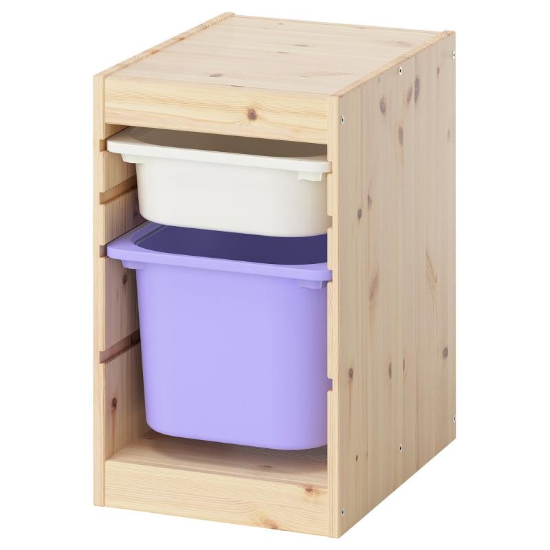 TROFAST トロファスト 収納コンビネーション - ライトホワイトステインパイン ホワイト/ライラック 32x44x53 cm