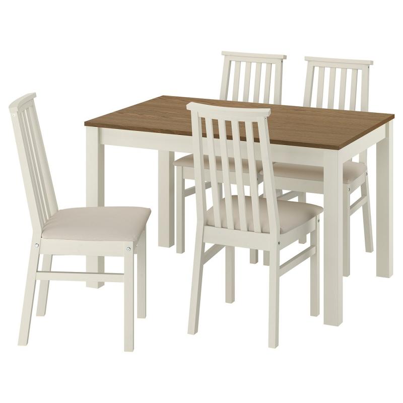 ÅLHULT オールフルト / ÅLHULT オールフルト テーブル＆チェア4脚 - ベージュ/ブラウン/カブ―サライトベージュ ベージュ 120x80 cm