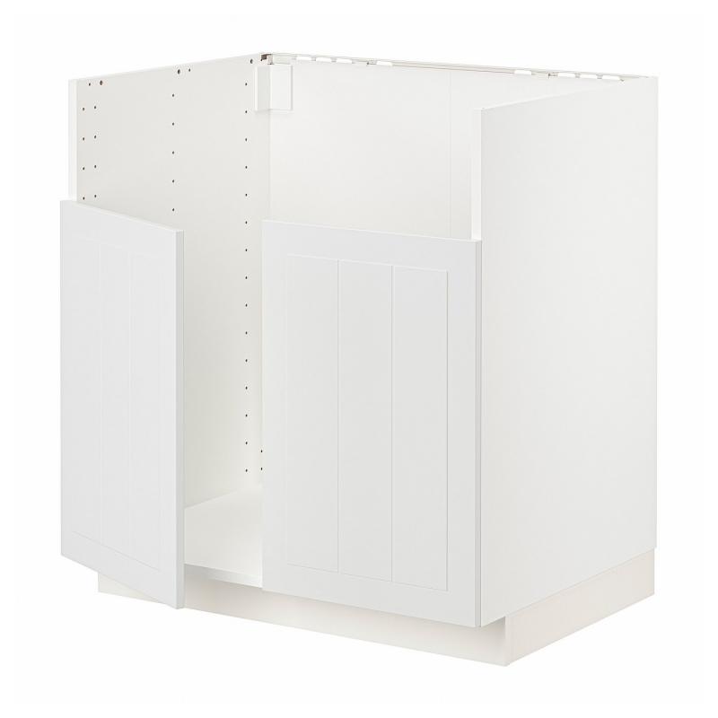 METOD メトード ベースキャビネット TALLSJÖN/タルショーン シンク用 - ホワイト/ステーンスンド ホワイト 80x60x80 cm