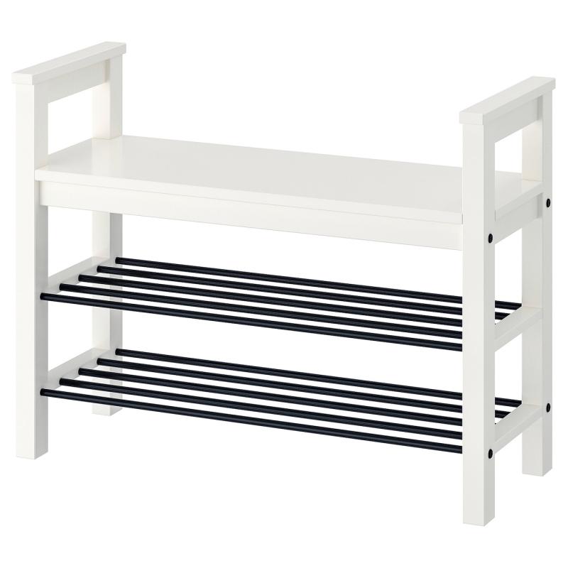 HEMNES ヘムネス ベンチ 靴収納付き - ホワイト 85x32x65 cm