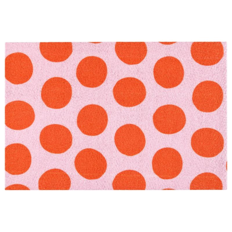 KÖRFÄLTSPIL ショルフェルトスピル 玄関マット - ピンク オレンジ/サークル模様 40x60 cm