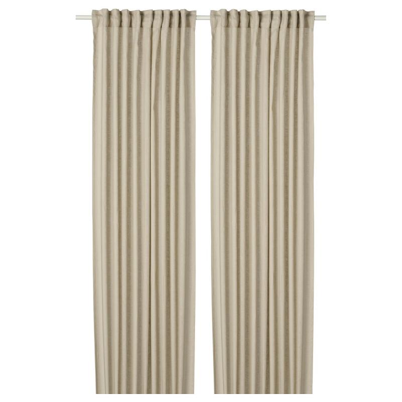 DYTÅG ディトーグ 遮像・採光カーテン 1組 - 麻 ベージュ/ヘディングテープ付き 145x250 cm