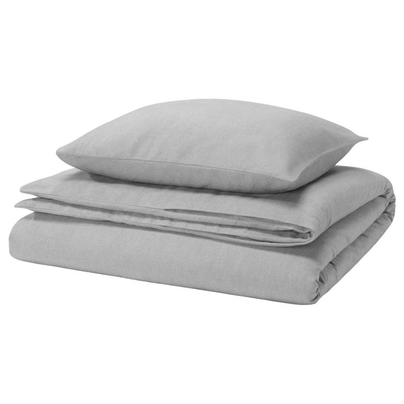 GROVSNÄRJA グローヴスナリヤ 掛け布団カバー＆枕カバー - グレー メランジ 150x200/50x60 cm