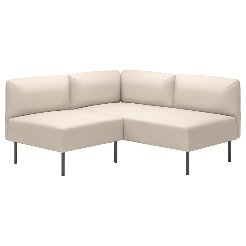 LILLEHEM リレヘム モジュールコーナーソファ、2人掛け - ヴィースレ ベージュ/メタル
