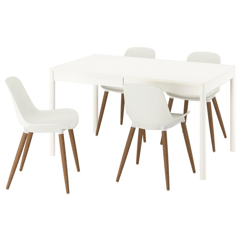 TONSTAD トンスタード テーブル＆チェア4脚 - オフホワイト/ホワイト 140/196x85 cm