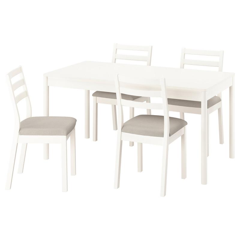 TONSTAD トンスタード / TONSTAD トンスタード テーブル＆チェア4脚 - オフホワイト/オフホワイト フリードトゥナ ライトベージュ 150x80 cm