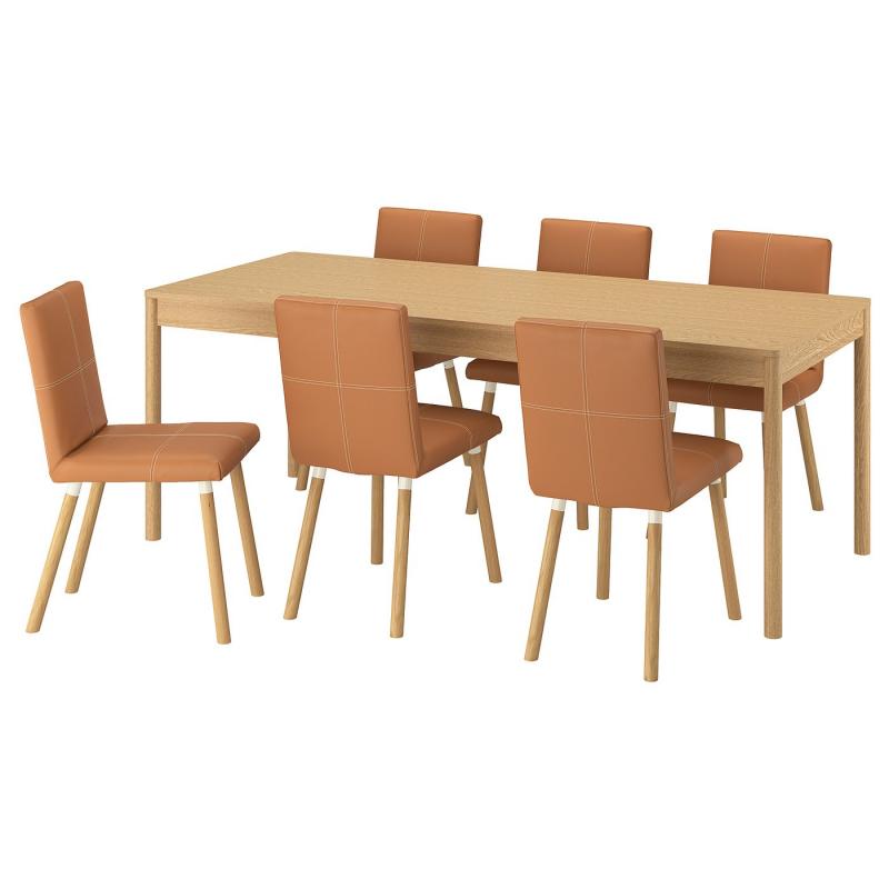 TONSTAD トンスタード / TONSTAD トンスタード テーブル＆チェア6脚 - オーク材突き板/ボームスタード ゴールデンブラウン オーク調 200x85 cm