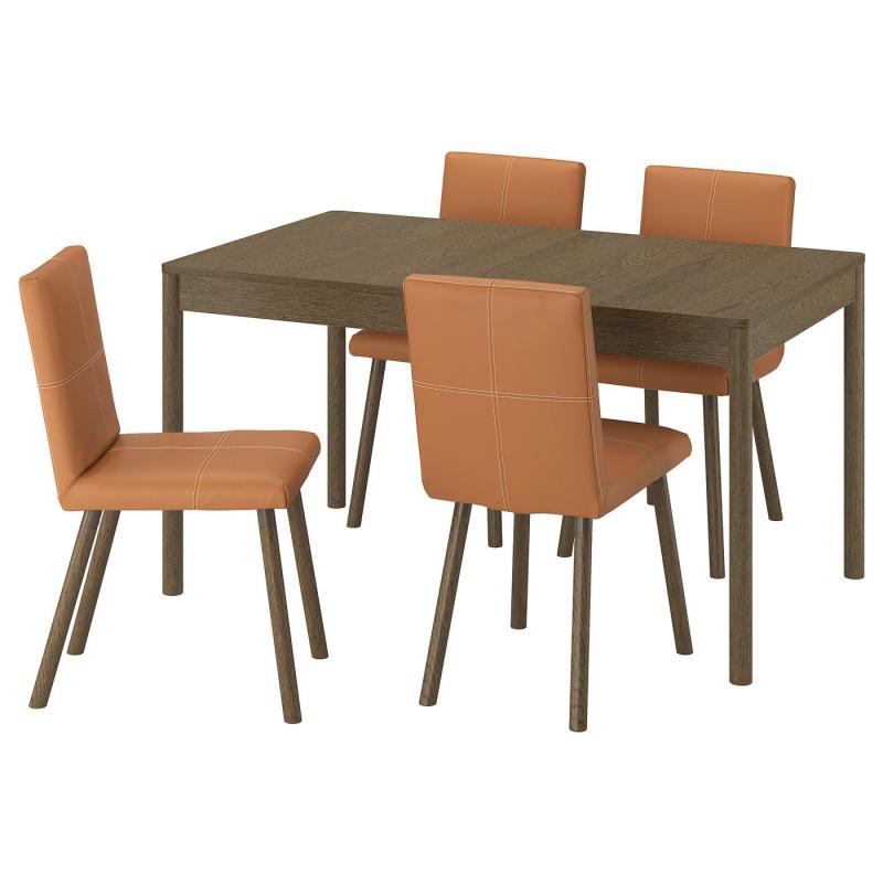 TONSTAD トンスタード / TONSTAD トンスタード テーブル＆チェア4脚 - ブラウン オーク材突き板/ボームスタード ゴールデンブラウン ブラウンオーク調 140/196x85 cm