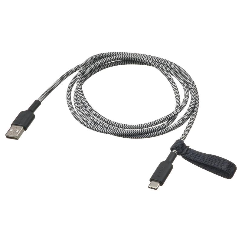 LILLHULT リルフルト USB-A - USB-C - ブラック/ホワイト 1.5 m