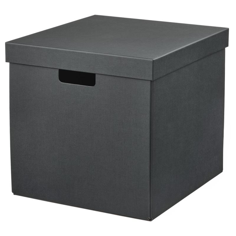 FJÄDERHARV フィェデルハルヴ 収納ボックス ふた付き - チャコール 32x35x31 cm