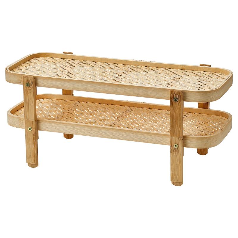 KÖSSEBÄR ショッセベール 食品乾燥ラック 2段トレイ付き - 竹 46x21x22 cm