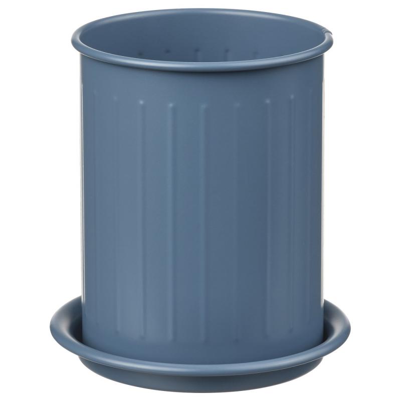 VÄLVÅRDAD ヴェルヴォルダード カトラリースタンド - ダークグレーブルー/亜鉛メッキ 13 cm