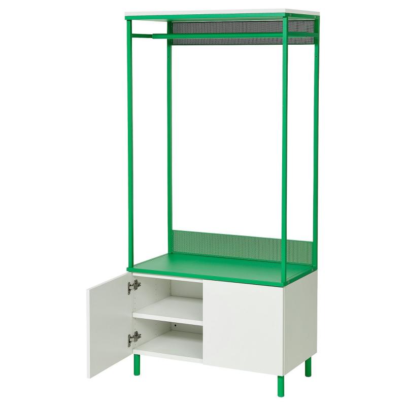 PLATSA プラッツァ ワードローブ 扉2枚付 - ホワイト フォッネス/グリーン 80x42x173 cm