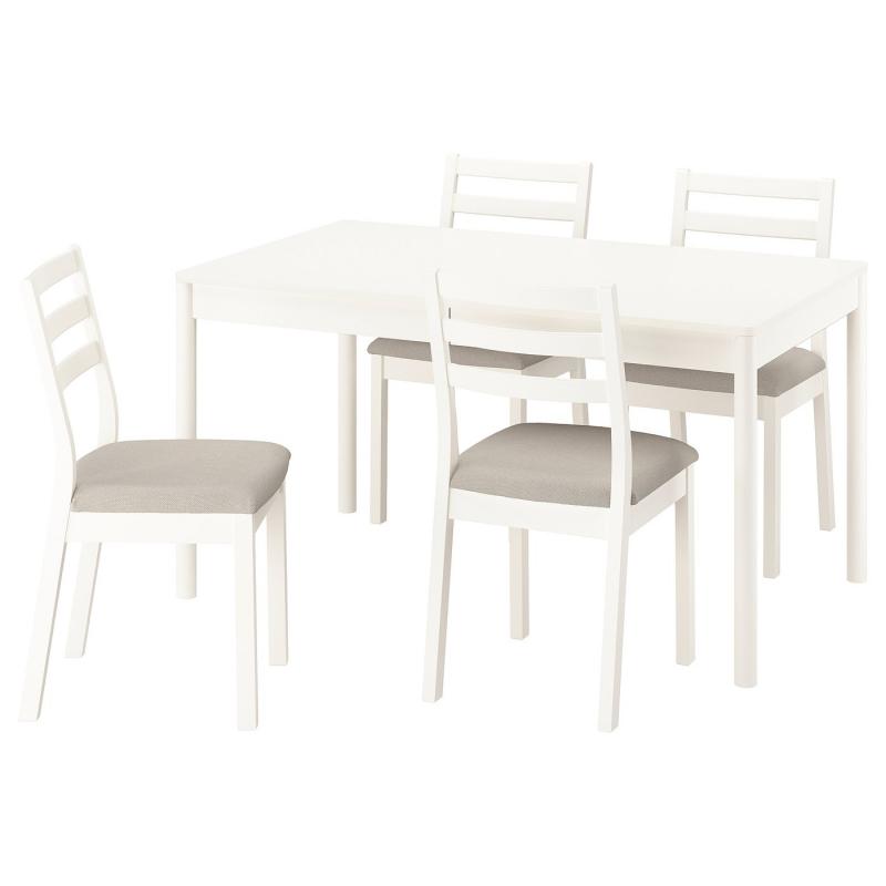 TONSTAD トンスタード / TONSTAD トンスタード テーブル&チェア4脚 - オフホワイト/オフホワイト フリードトゥナ ライトベージュ 140/196x85 cm