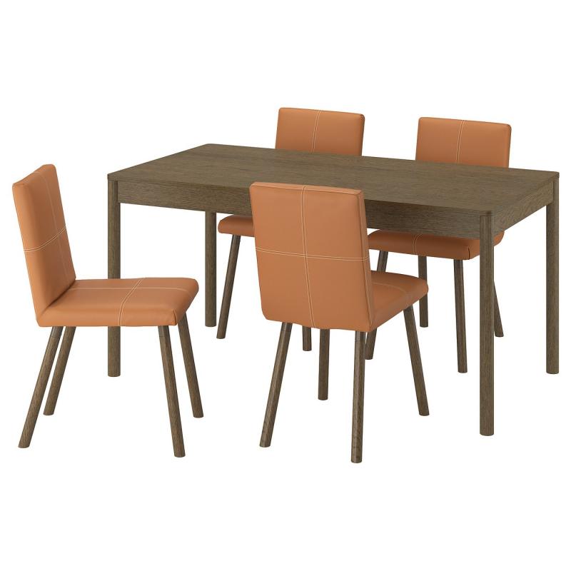 TONSTAD トンスタード / TONSTAD トンスタード テーブル＆チェア4脚 - ブラウン オーク材突き板/ボームスタード ゴールデンブラウン ブラウンオーク調 150x80 cm