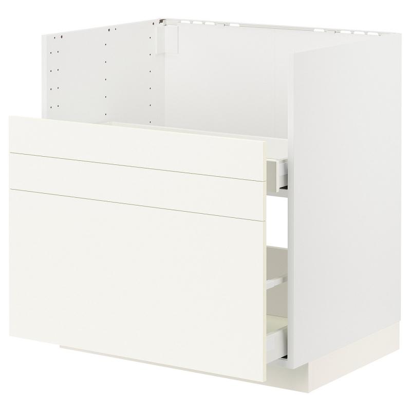 METOD メトード / MAXIMERA マキシメーラ ベースキャビネット TALLSJÖN/タルショーン シンク用 - ホワイト/ヴァルステナ ホワイト 80x60 cm