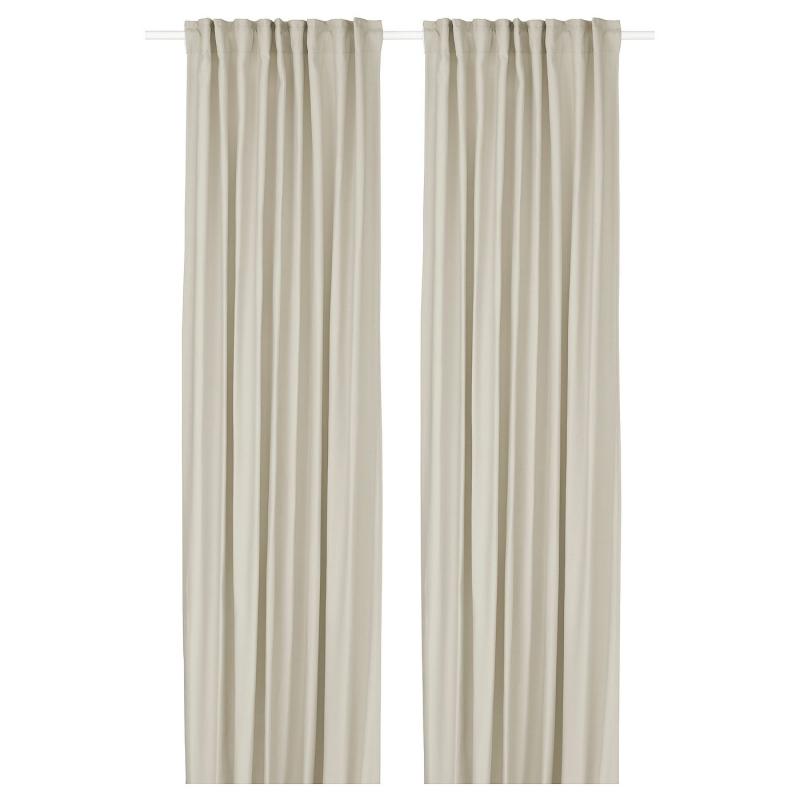 GINSTMOTT ギンストモット 遮像・採光カーテン 1組 - ベージュ/ヘディングテープ付き 145x250 cm