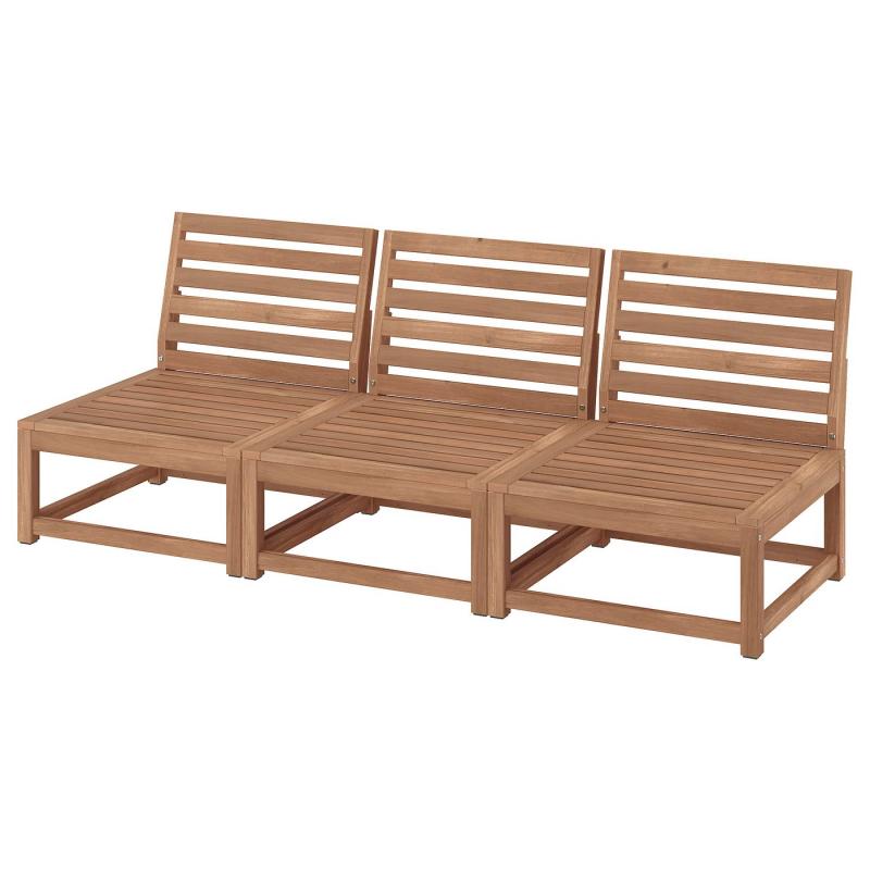 NÄMMARÖ ネッマロー 3人掛けモジュールソファ 屋外用 - ライトブラウンステイン