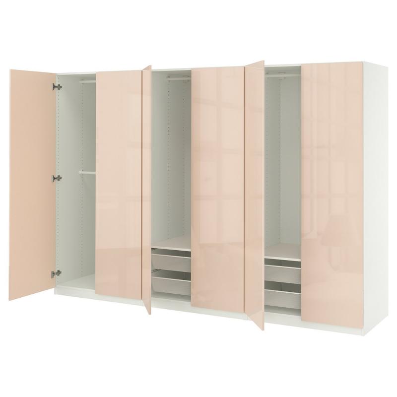 PAX パックス / FARDAL ファルダル ワードローブコンビネーション - ホワイト/ハイグロス ライトオレンジ 300x60x201 cm