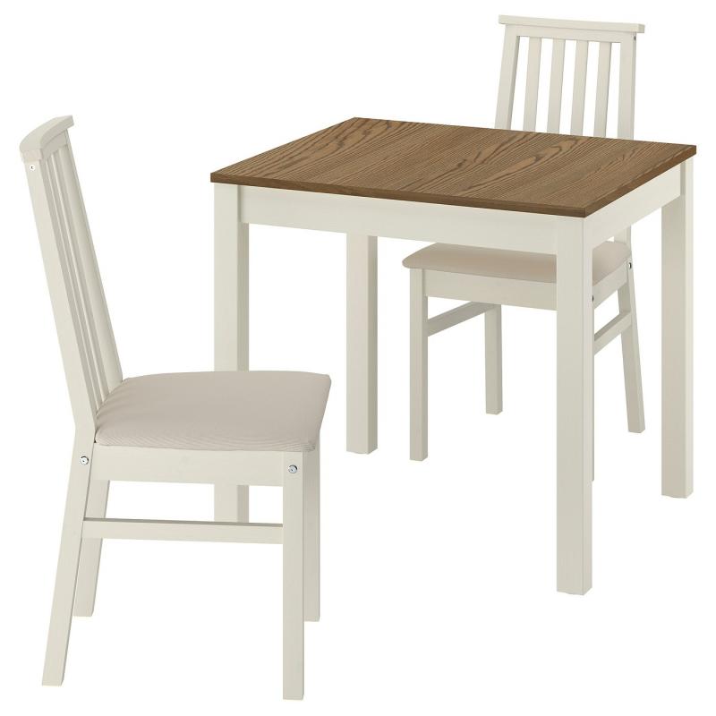 ÅLHULT オールフルト / ÅLHULT オールフルト テーブル＆チェア2脚 - ベージュ/ブラウン/カブ―サライトベージュ ベージュ 80x74 cm