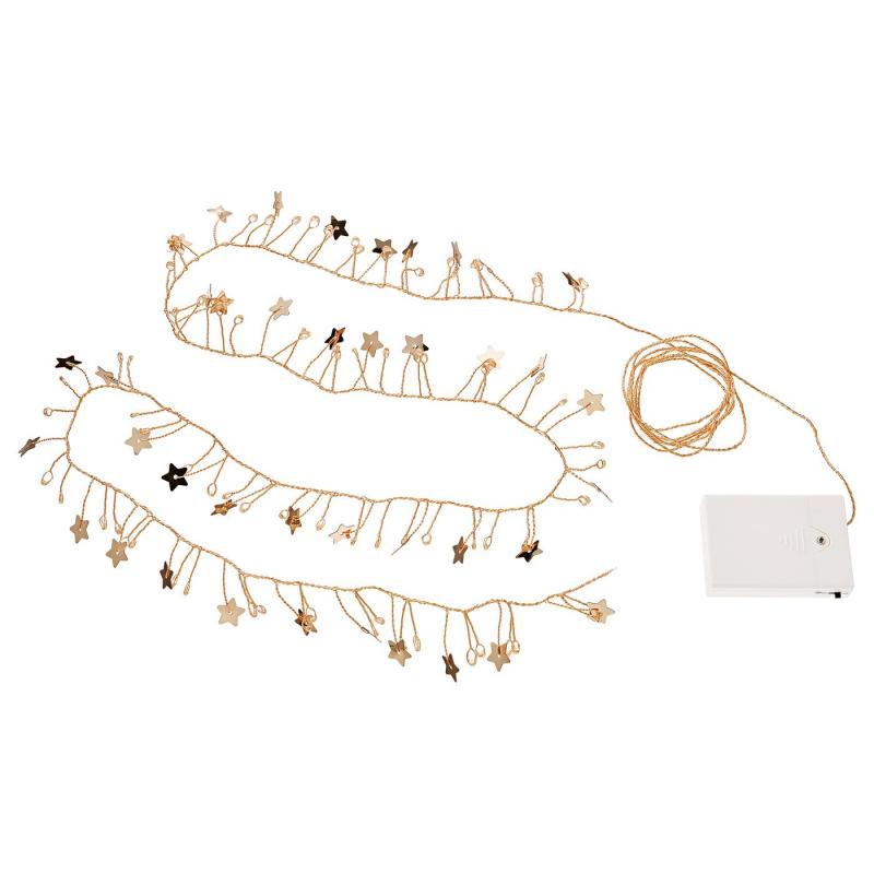 STRÅLA ストローラ LEDライトチェーン 全80球 - 電池式 ミニ/星 ゴールドカラー