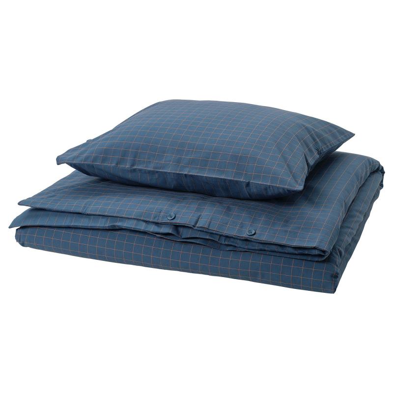 DOFTAKLEJA ドフタクレイヤ 掛け布団カバー＆枕カバー - ダークブルー/ライトブラウン 150x200/50x60 cm