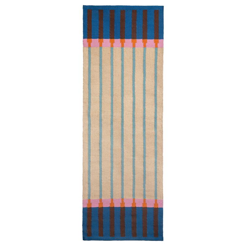MÄVINN メーヴィン ランナー 平織り - ベージュ ブルー/ストライプ 70x200 cm